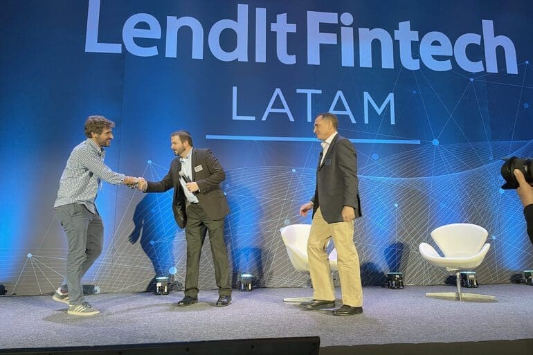 PitchIt winner on stage