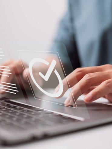 Certification for quality control, which ensures that the company product meets its standards. On the virtual screen, there is a concept.