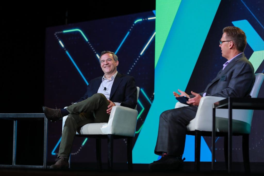 Matt Harris of Bain Capital Ventures speaking with Peter Renton at Fintech Nexus USA 2022 at the Javits Center in New York City