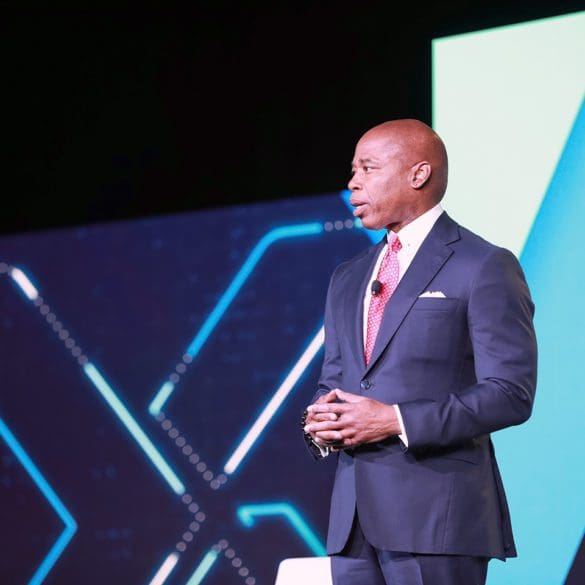 NYC Mayor Eric Adams delivers the opening keynote at Fintech Nexus USA 2022 on May 25, 2022.