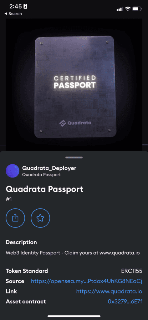 Quadrata metamask passport