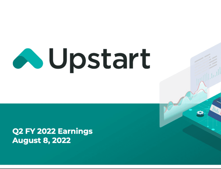 Graphic slide of Upstart Earnings presentation, Q2 2022