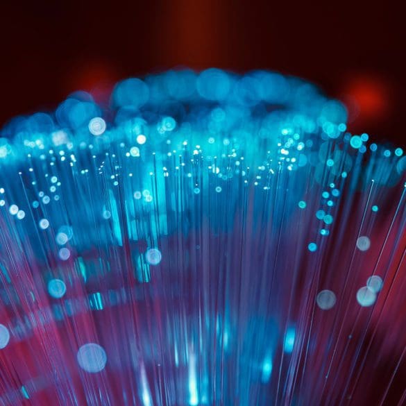 fiber optic cables lit up