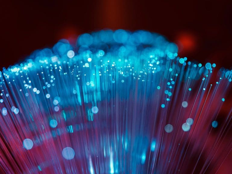 fiber optic cables lit up