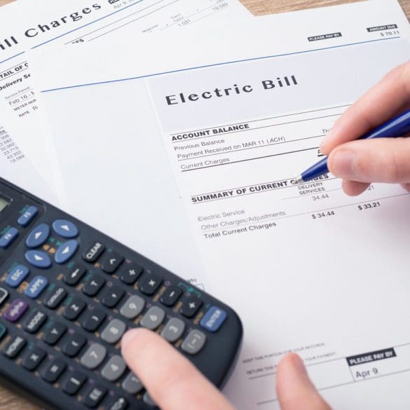 Electric bill charges paper form on the table