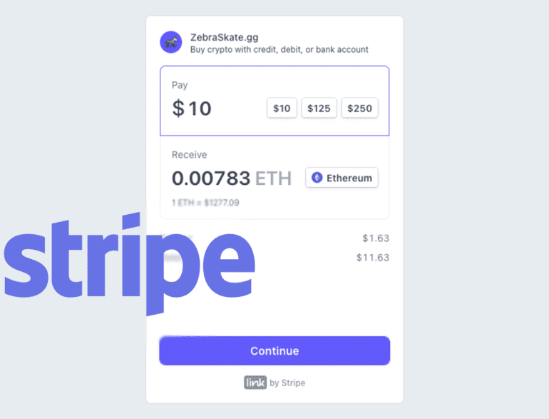 Stripe crypto onramp