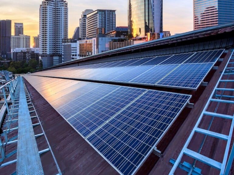 Solar panels on a roof