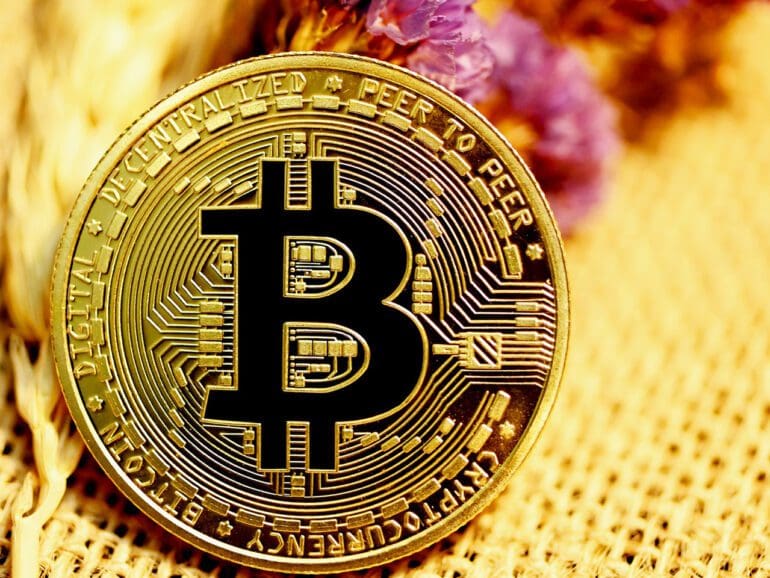 Close up of bitcoin
