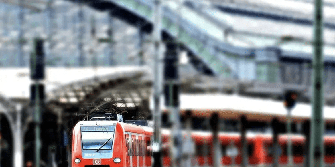 station with train exiting