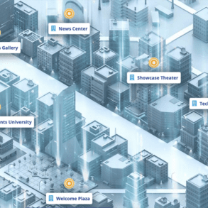 Screen grab from FedNow interactive map of mock city for learning