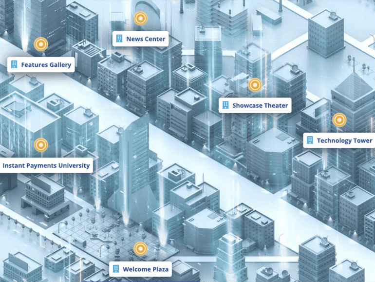 Screen grab from FedNow interactive map of mock city for learning