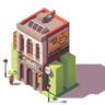 ector isometric bank building with ATM and banking services related billboard advertisingVector isometric bank building with ATM and banking services related billboard advertising