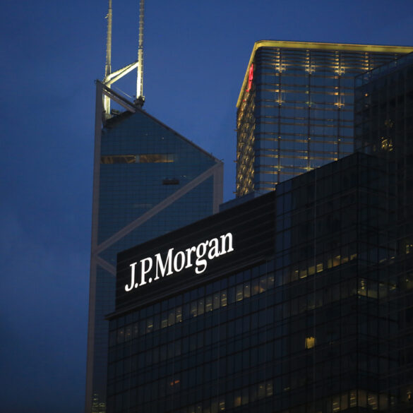 Hong Kong, October 08 2017: JPMorgan Chase & Co. building in Central, Hong Kong . JPMorgan is a Swiss global financial services company, One of big financial company in the world